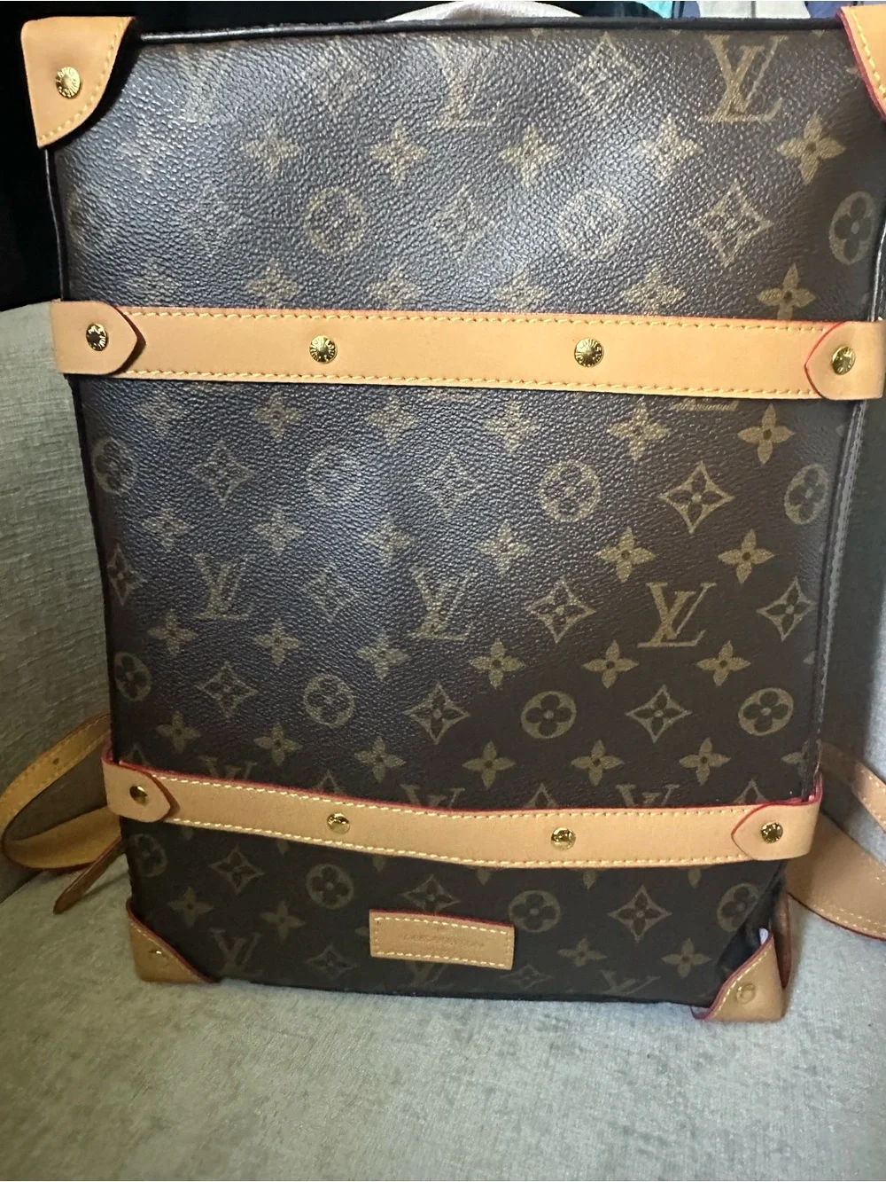 Monogram Canvas Vertical Backpack/Trunk - Brown/Tan - Picture 1 of 15